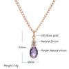 Sprankelende Paarse Ovale Natuurlijke Zirkoon Hanger Ketting Voor Vrouwen Roségoud Kleur Hanger Vintage Feest Dagelijkse Sieraden