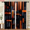 2Pcs Curtains Abstract 3D Geometric Black And Orange Window Drapes for Bedroom Living Room Decoration Window Treatment.