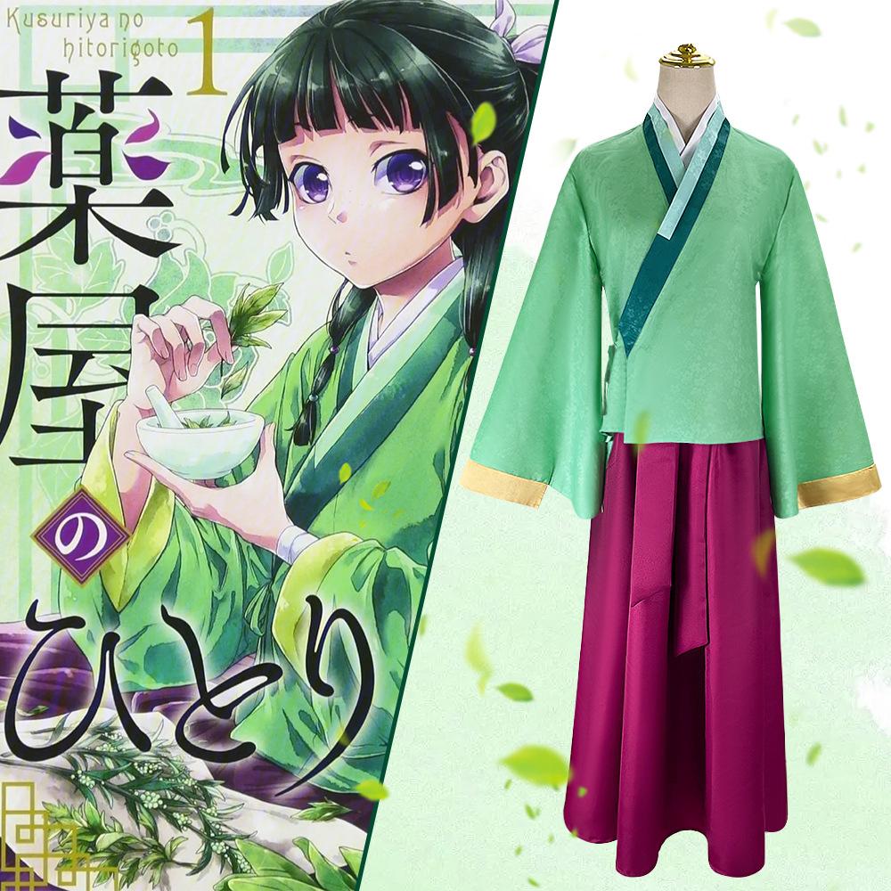 Maomao Cosplay jelmez anime A patikus naplók Hanfu ókor Egyenruha Nyaklánc Fülbevaló Hajtűk Lányok Női