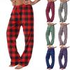 Women Winter Plaid Printed Pants Full Length Long Trousers Sports Pants