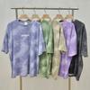Women T-Shirt Shorts Suit Set Casual Tie Dye Loose Tshirt and Wide Leg Middle Shorts with Pockets Female Soft Summer Shorts Sets