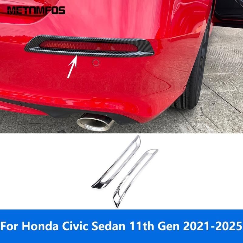 For Honda Civic Sedan 11th -2024 2025 Carbon Fiber Rear Fog Light Lamp Cover Trim Foglight Protector Accessories Car Styling