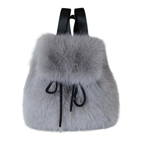 Women Furry Backpack Casual Cute Fluffy Daypack Drawstring Closure Soft Girls Fuzzy Backpack for Street Travel Commuting Daily Errands