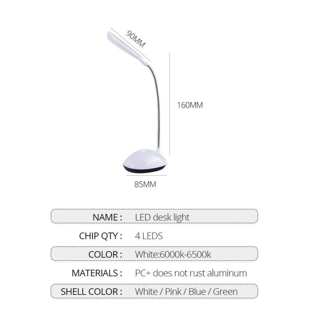 Mini LED Light Flexible Table Lamp Portable Reading Lamp Book Light Battery Powered 4LED Desk Lamp For Reading Books Nightlight MIT