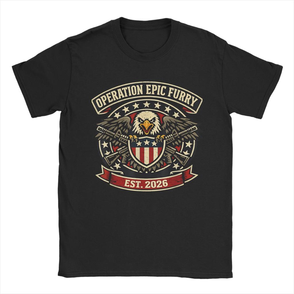 Operation Epic Fury T Shirt for Unisex Pure Cotton Novelty TShirts Crewneck Tees Short Sleeve Clothing Unique