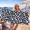 Pink White Leopard Print Towel Quick Dry Absorbent Beach Towel for Sports, Fitness, Swimming and Outdoor Activities