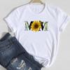 (Asian Size)Tee Top Mom Flower Trend Cute 90s Fashion T Shirt Women Print Lady Clothing Casual Short Sleeve Female Graphic T-shirt