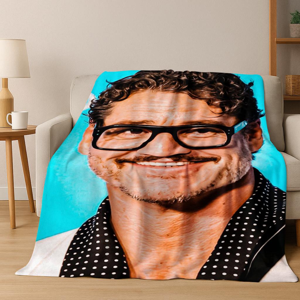 2025 New Pedro Pascal Actor Star Art Flannel Blanket,Cozy Soft Throw Blanket for Home Bedroom Bed Sofa Picnic Cover Kids Gift