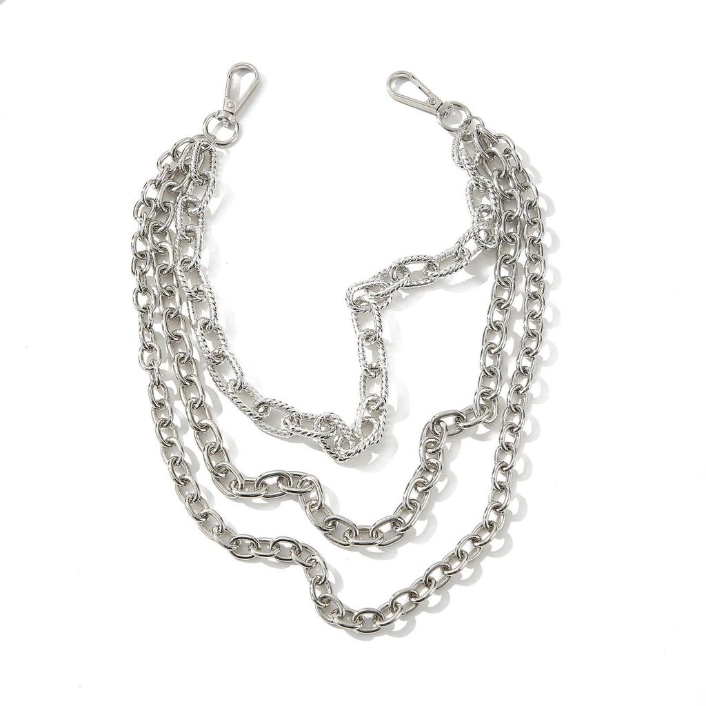 Retro Silver Twisted Multi-layer Alloy Waist and Pants Chain - Unisex Street Style Accessory