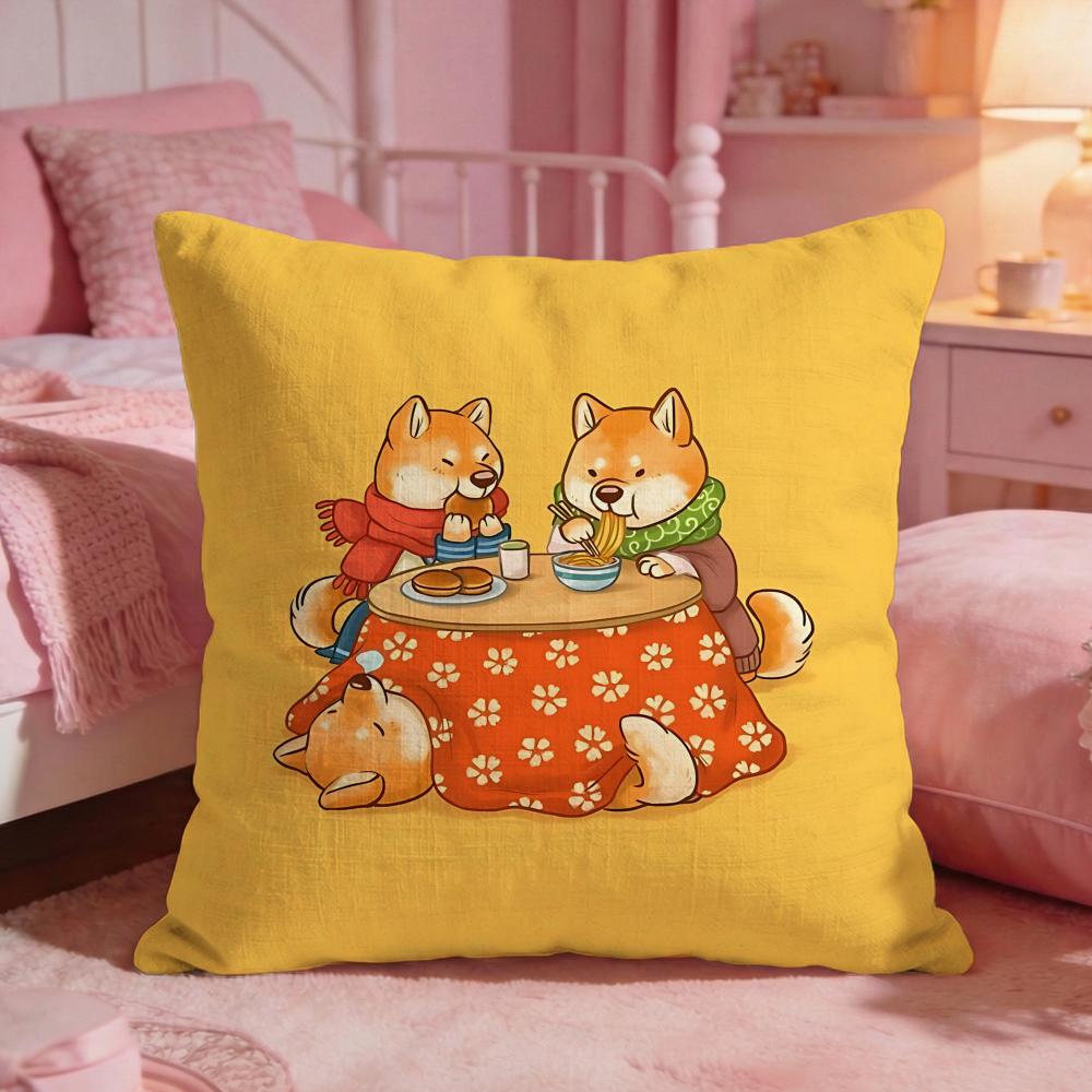 AnimalAdorable Shiba inuS Cushion Cover Premium Comfort Reversible Pillow Cove Two in One Design for Any Room Car Interior
