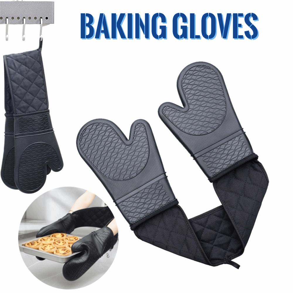 Waterproof Silicone Oven Mitts Insulated Soft Cotton Lining Baking Hand Gloves Heat Resistant Anti-scald Barbecue Handschoen