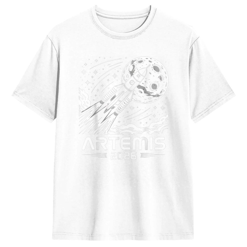 Harajuku T Shirt Beach Artemis Launch to The Moon Hipster T Shirts  Cotton Tshirt for Unisex Y2K Fun Short Sleeve Tees