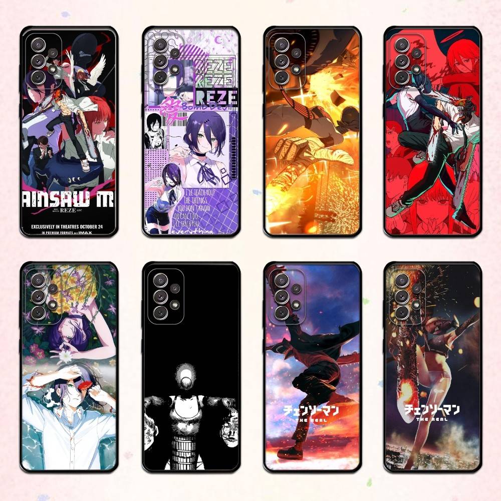 C-Chain-saw Man Reze Phone Case For Samsung S 25,24,23,22,30,21,10,9,Ultra,Plus,Lite,FE,4,5 G Soft Black Case