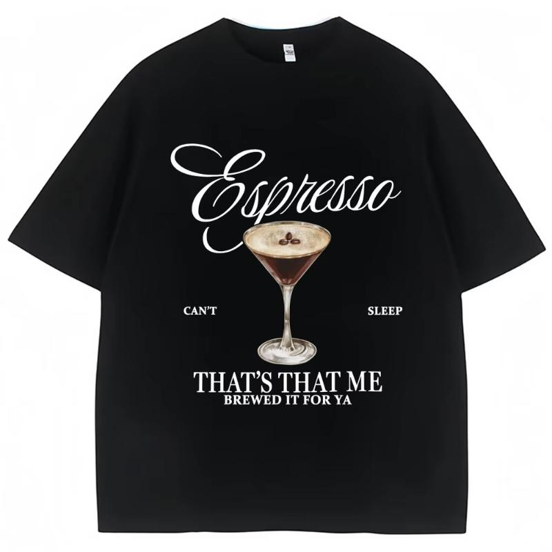 Fashion Sabrina Carpenter Espresso Martini Print T Shirt Aesthetic Men Women T-shirts Loose Casual Soft Cotton Tops Streetwear