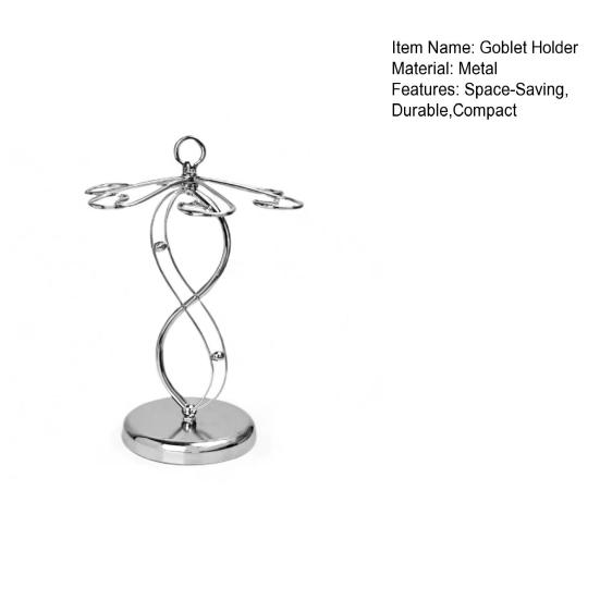 Metal Wine Glass Holder Freestanding Rack for 6 Glasses Compact Goblet Organizer for Kitchen Countertop And Bar