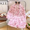 Girls Floral Sun Protection Set Summer Long Sleeve Shirt And Shorts Two Piece Outfit For Toddler Baby Lightweight Breathable