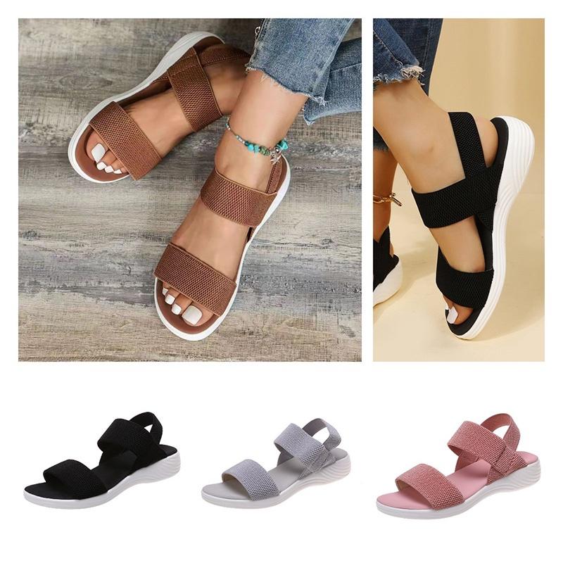 Breathable Big Size Women's Sandals With Knitted Upper And Rubber Sole Characters)