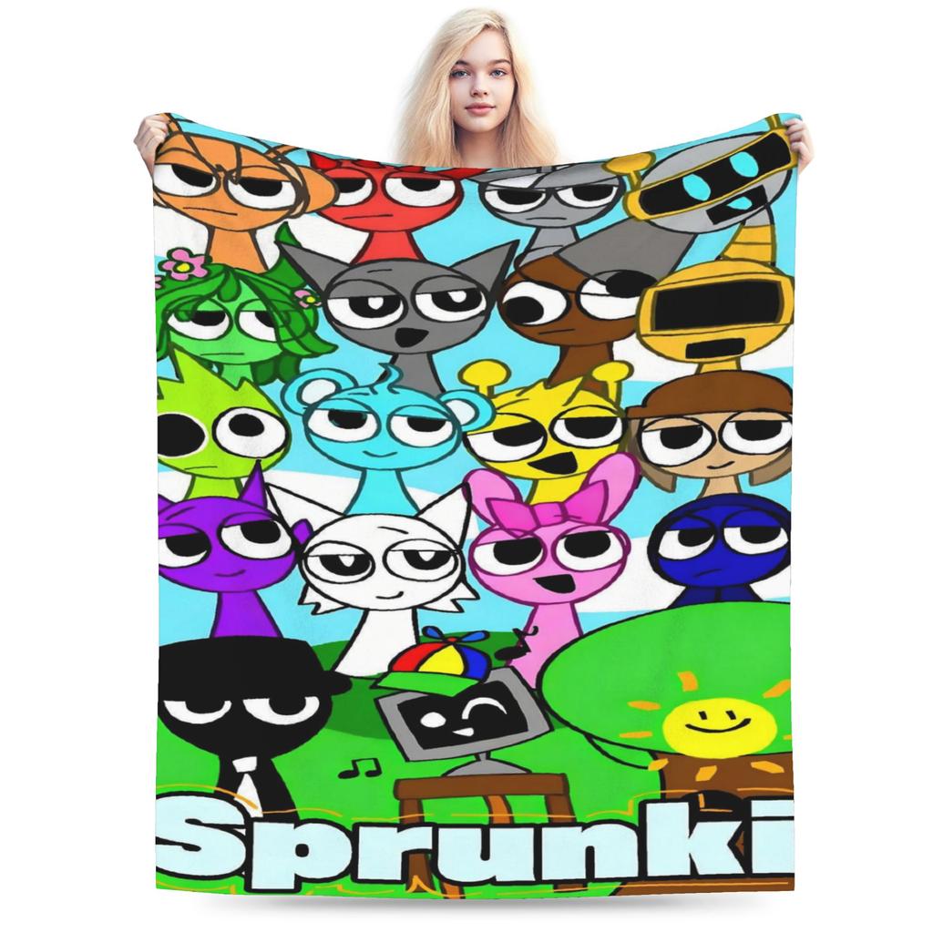 Sprunki Beats Horror Muziekdoos Deken Pluche Grappige Warme Plaid Dekens voor Huis Restaurant LenteHerfst