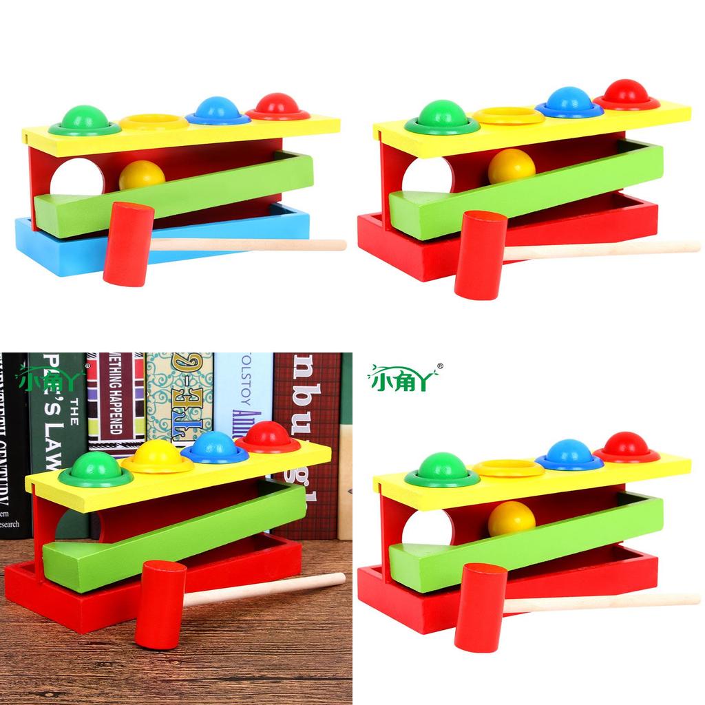 Wooden Toddler Color Matching Hammering Toy Interactive Ball Game For 1-2-3 Year Olds