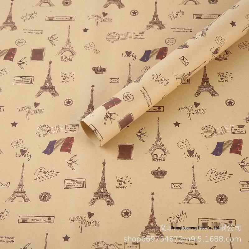 Festive Floral Kraft Wrapping Paper for Christmas & Birthday Gifts