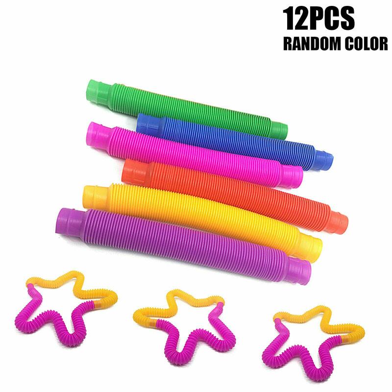 6/12PCS Fidget Pop Buis Speelgoed Zintuiglijke Stretch Pijp Decompressie Stress Relief Kids Volwassenen Geluid Zintuiglijke Tool