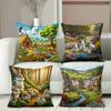 Enchanting Farm And Forest Bunny Pattern Decorative Pillows Polyester pillowcase, sofa decorative cushion cov Headboard Pillow