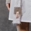 MEENDERI MIXED STRIPE knit MUFFLER - WHITE BEIGE