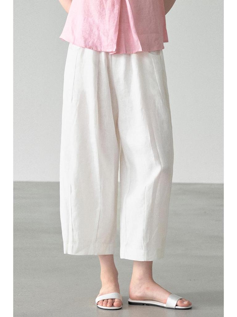 Women's 100% Pure Linen Casual Pants - New 2026 Spring/Autumn Collection, Breathable, Loose, Straight-Leg.
