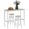 3 Piece Bar Table Set with 2 Stools, Industrial Bar Table and Stool, Dining Table and Chair, Oak