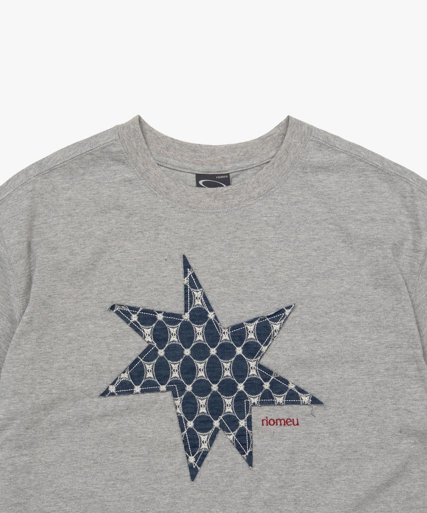 Liomeu Signature Denim Applique Short Sleeve T-Shirt_Melange