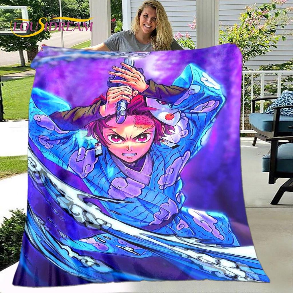Anime Cartoon Demon Slayer Blanket,Flannel Blanket Throw Blanket,Sherpa Warm Children's Blanket for Living Room Bedroom Beds