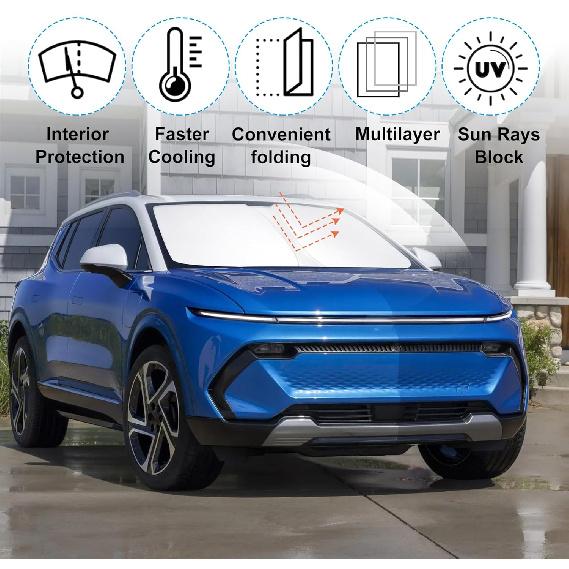 TINGLU Sun Shade For Chevrolet Chevy Equinox EV 2024 2025 2026 Accessories Windshield Sun Shade Window Shade UV Rays Protection Sun Visor Cover With