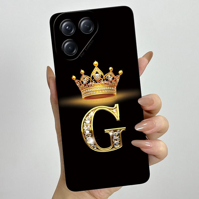 For Tecno Pova 7 Neo Phone Case Crown Initial Letters Liquid Silicone Dustproof Full Protection For Tecno Pova 7Neo Funda Coques