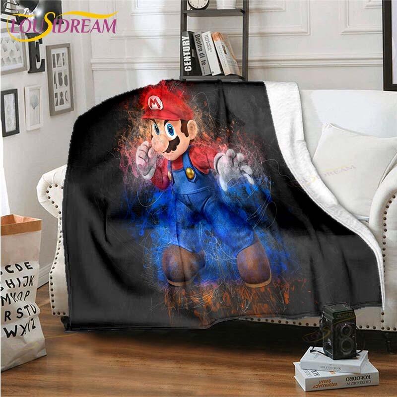 Mario Bros Blanket High Quality Flannel Warm Soft Plush On The Sofa Bed Blanket Suitable for Air Conditioning Blanket
