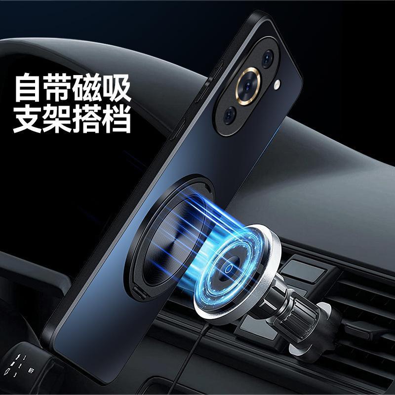 Applicable To Huawei Nova11 Mobile Phone Case Pro New Magnetic Suction Rotating Bracket High-end Matte Anti-drop  Case Male