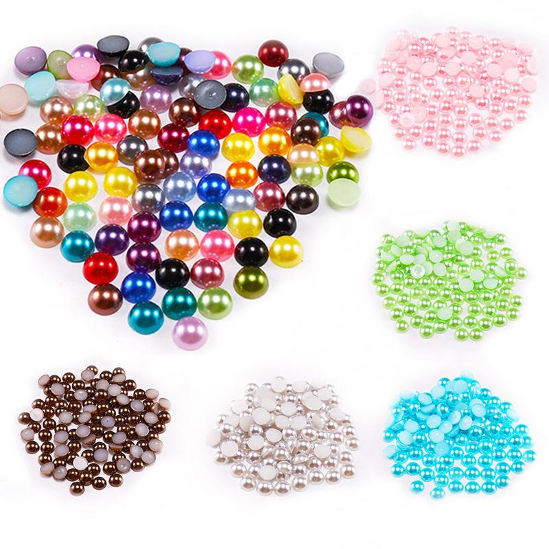 2 3 4 5 6 8 10 12 14 MM Imitation Pearl Round Half Beads For Jewelry Making Women Nail Art DIY Accessories