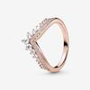 Lr intemporel souhait coeur étincelant or Rose mince diadème Wishbone anneaux clair trois pierre anneau pour les femmes cadeau de saint valentin