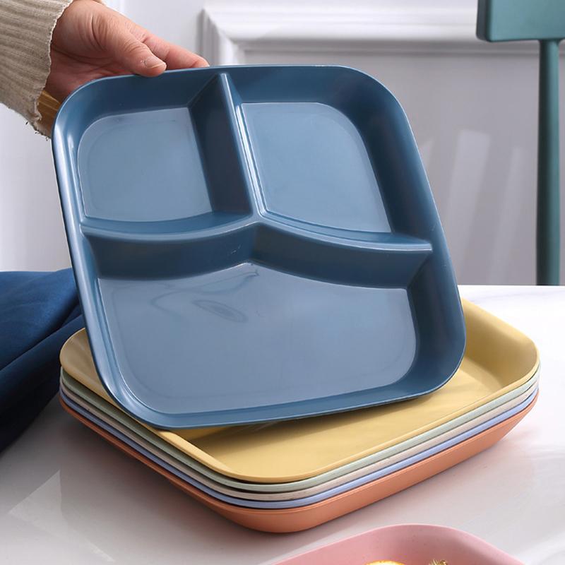 Assiette divisée pour salade de fruits, assiette à compartiments occidentaux à trois grilles, assiette pour repas diététique, plateau pour aliments, vaisselle de cuisine
