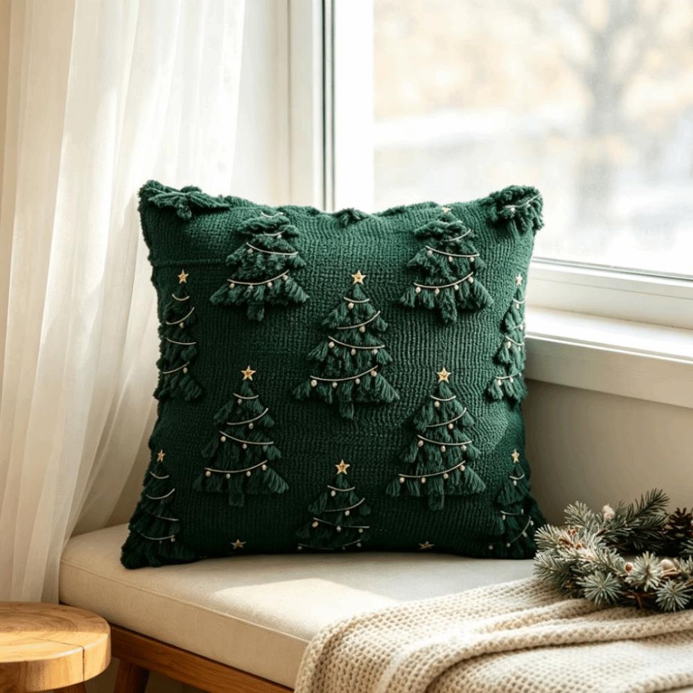 Soft Throw Pillow Cover Xmas Tree Decorative Cushion Cover Plush Cushion Cover  Home Decor