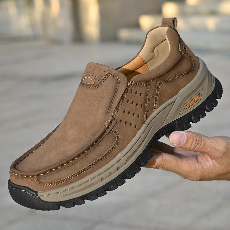Fashion Brand New Versatile Cowhide Wear-resistant Casual Leather Shoes for Outdoor Men's Comfortable and Non Slip Hiking Casual Shoes