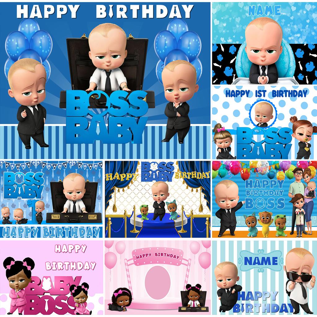 Boss Baby Motto Hintergrund Mädchen Junge Geburtstagsparty Kinderzimmer Dekoration Fotografie Hintergrund Benutzerdefinierter Name Poster Banner