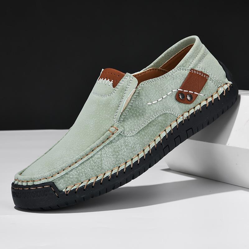 2024 Men's Spring Casual Korean Style Breathable Leather Moccasins - Trendy Handmade Large Size Shoes