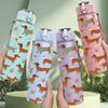 1PC Dachshund Repeat Pattern 750ml Color Plastic Sports Water Bottle Leakproof Flip Straw Lid Suitable for Sports Office Home Use