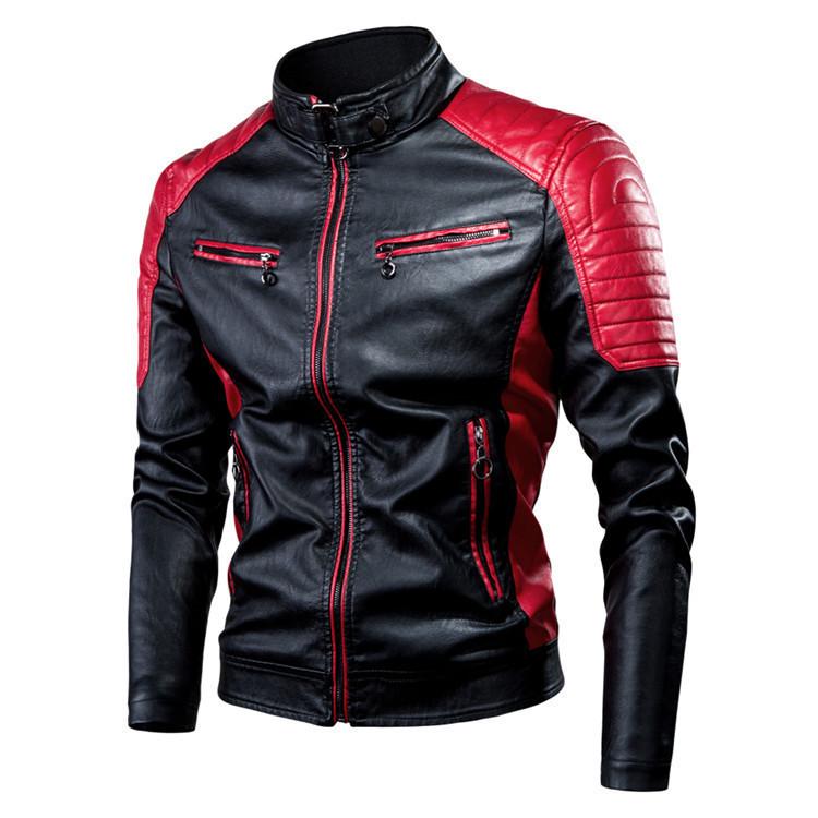 Cross-border Men's Retro Stand Collar Leather Motorcycle Jacket