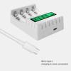 Batterie à 4 emplacements 1.2v AA AAA, charge indépendante avec écran LCD intelligent, chargeur pour Microphone