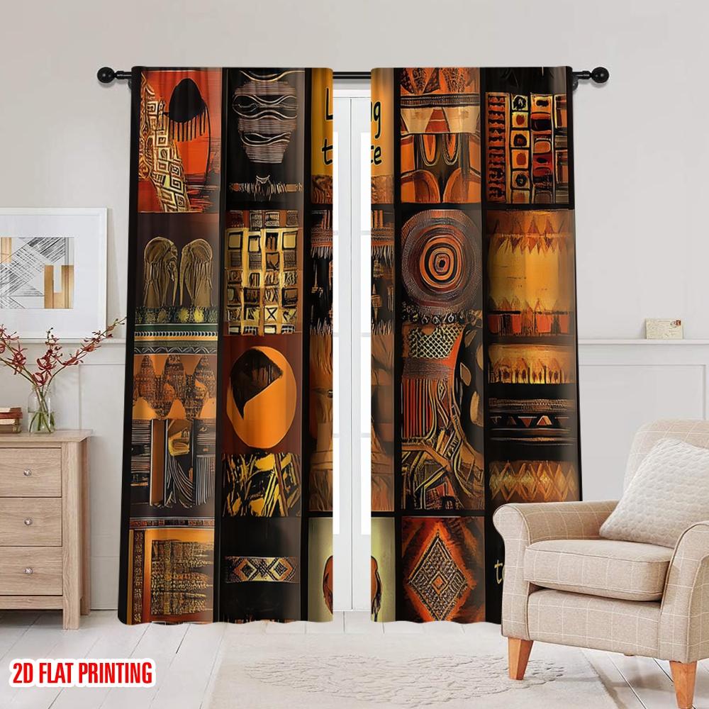 2D Flat Printing 2pcs Unsalable  Pography Banner African Patchwork Style Durable Polyester  Without Electricity Wall Decor