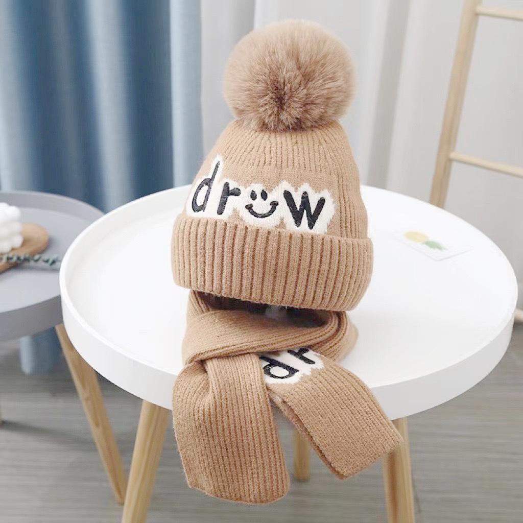 Ensemble Chapeau et Écharpe pour Enfants Style Coréen Automne et Hiver Nouveau Hiver Mignon et Tendance Extérieur Chaud et Coupe-vent Protection du Cou Capuche