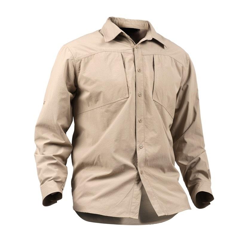 Solid Plain Color Ribstop Khaki Black Green Shirt For Men