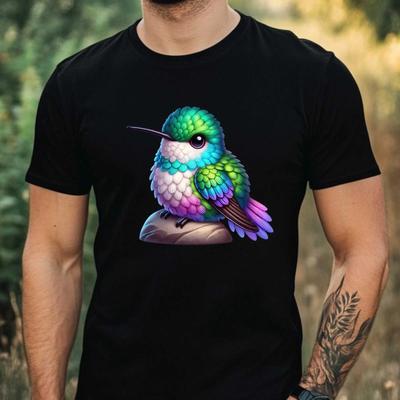 T-Shirt Herren Kolibri Motiv Baumwolle Größe XS bis 5XL