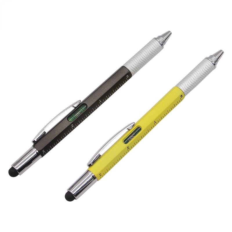7 In1 Multifunction Ballpoint Pen with Modern Handheld Tool Measure Technical Ruler Screwdriver Touch Screen Stylus Spirit Level